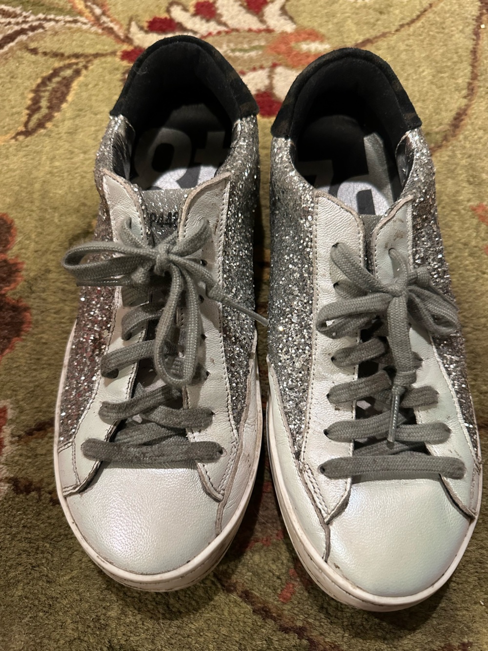 Silver Glitter Low-Top Sneakers